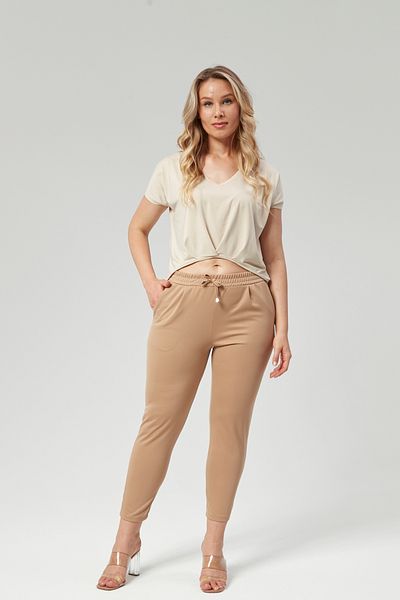RAMON&ARTOS Large Size Double Crepe Fabric - Pocket and Waist Elastic Trousers