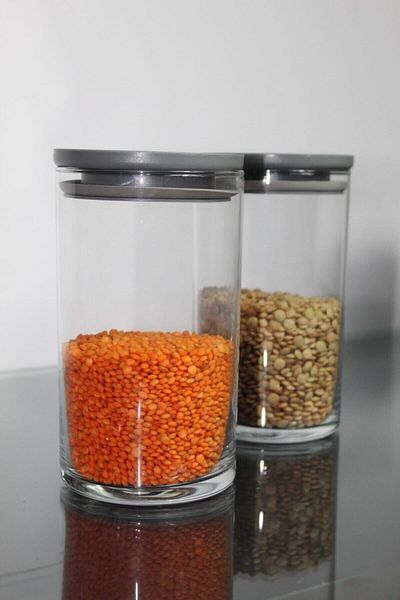 Paşabahçe 43736 Model Vacuum Glass Jar - Set of 2 Gray Food Storage FMA55510 010OA