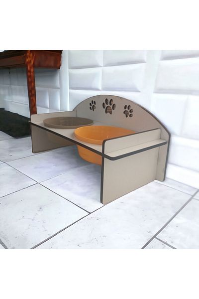 HBNC Wooden Cat Dog Water Food Bowl - Stand with Lid and Bowl