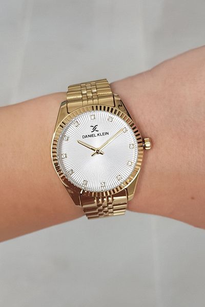 Daniel Klein Women's Gold Steel Bracelet and Stone Wristwatch