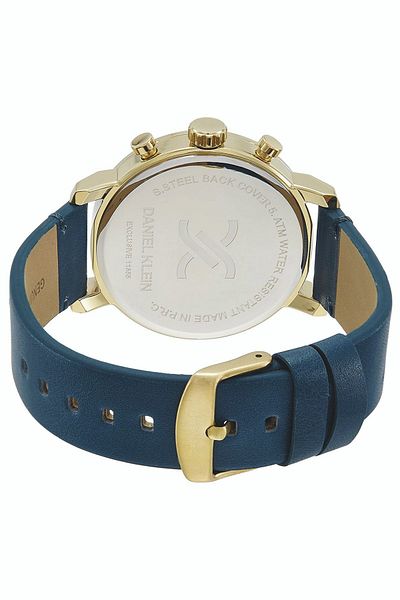 Daniel Klein Navy Blue Leather Strap Function Men's Wristwatch