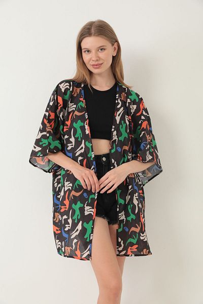 segiza Strandkleid mit Kimono-Muster und Pareo