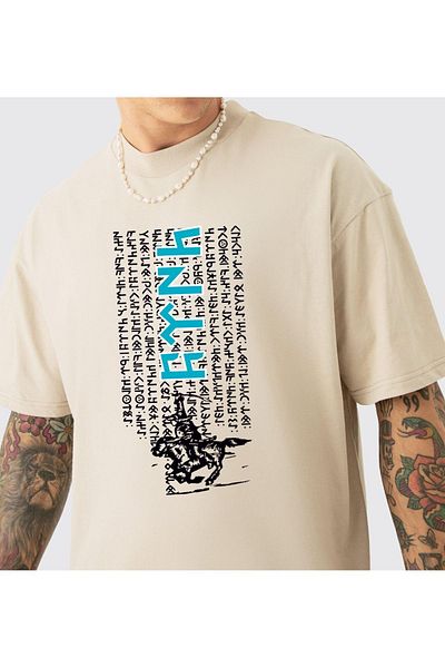 VEK Orhun Inscriptions Göktürk Alphabet με μοτίβο μπλε μπλουζάκι - εσωτερικό εμπριμέ