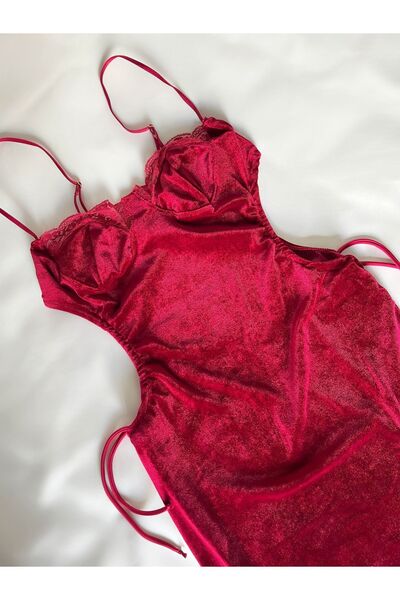 CNcompany Kadife Görünümlü Örme Kumaş İthal Gecelik