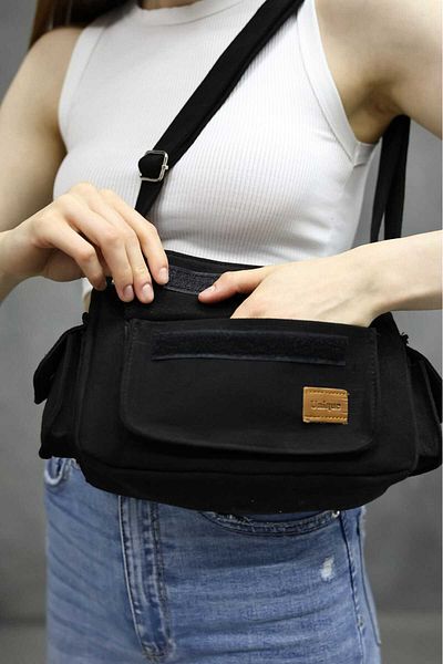KIRASE Unique Written Covered Canvas Women's Bag - Side Pocket Detail, Shoulder and Crossbody Bag