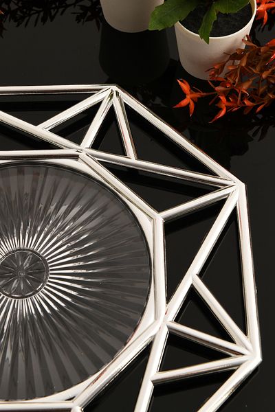 TR Turan Collection Set Supla Geometric din 6 piese - Culoare Argintie, Plastic de lux