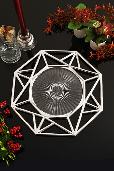 TR Turan Collection Set Supla Geometric din 6 piese - Culoare Argintie, Plastic de lux