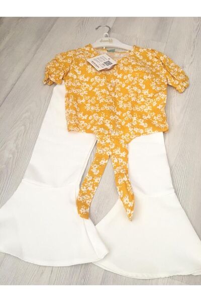 Damla 103-50-23 Girl's Crop Shirt Spanish Leg 2 Piece Set 3-6 Years