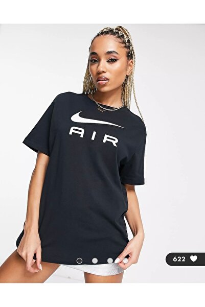 Nike Повітряний графічний бойфренд з коротким рукавом оверсайз чорна жіноча ф...