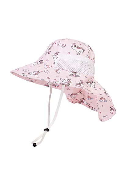 Petityu Upf50+ Pink Unicorn Neck Protection Anti-Sweat Hat