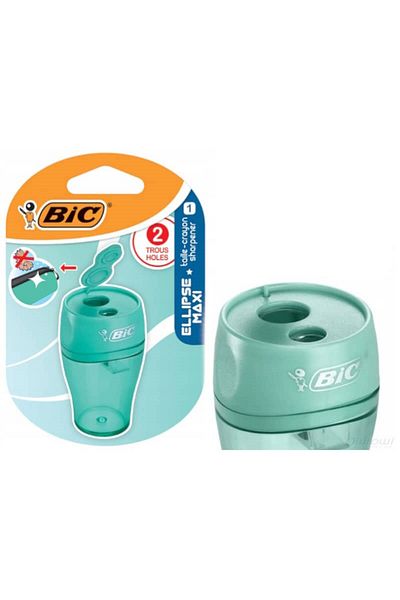 Bic مبراة قلم رصاص مزدوجة باللون الأخضر Ellipse Maxi