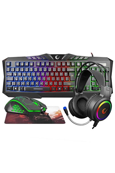 Genel Markalar Km-404 Argentı Rainbow Aydınlatmalı Usb Gaming Combo Q Klavye ...