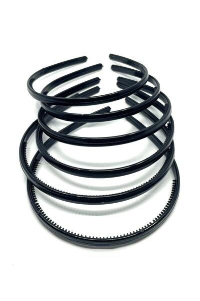 Tahtakaledeyim 6 قطع تاج شعر بلاستيك 8 ملم لون أسود