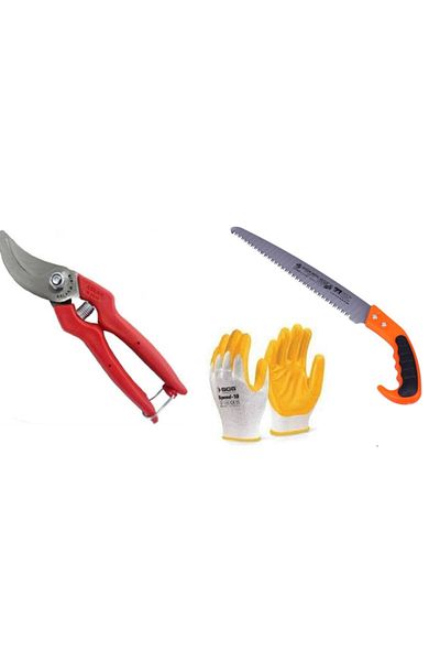 Aslan Pruning Set 2 Pieces Pruning Set Laser Saw 300mm Pruning Shears with Gloves Gift