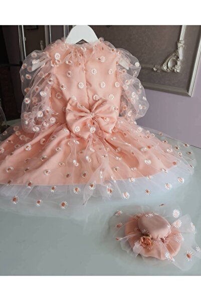 Tozpembebaby Papatyali Somon Renk Elbise