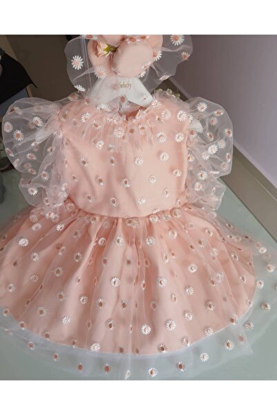 Tozpembebaby Papatyali Somon Renk Elbise