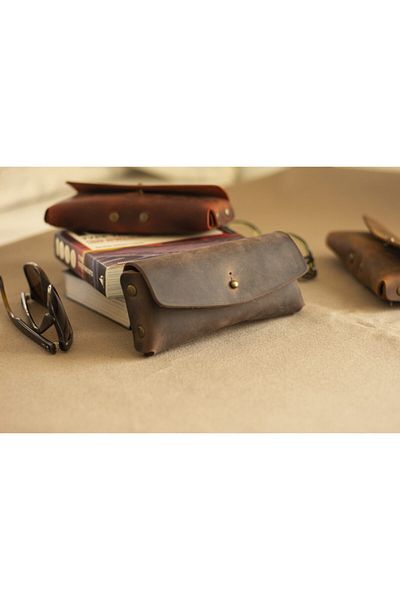 Hi Leather Hera Leather Glasses Case Chestnut