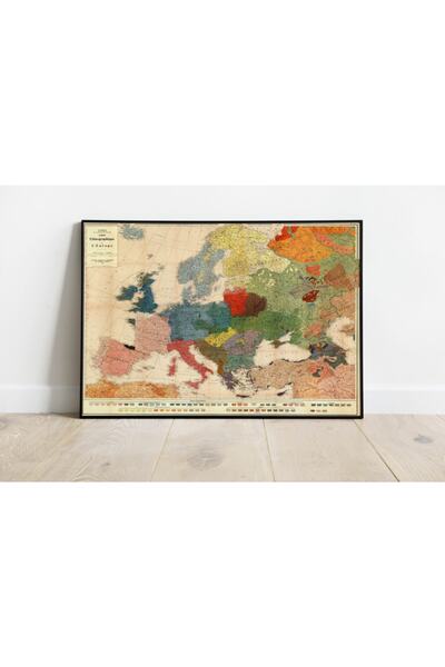 Pegziz Avrupa Milliyetleri Haritası Sanatsal Duvar Dekorasyon Poster 60x90cm.