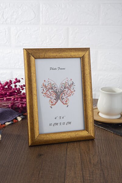 Seniste Mini Decorative Picture Frame Single Gold with Adjustable Legs - Wall Hangable 10x15 Cm