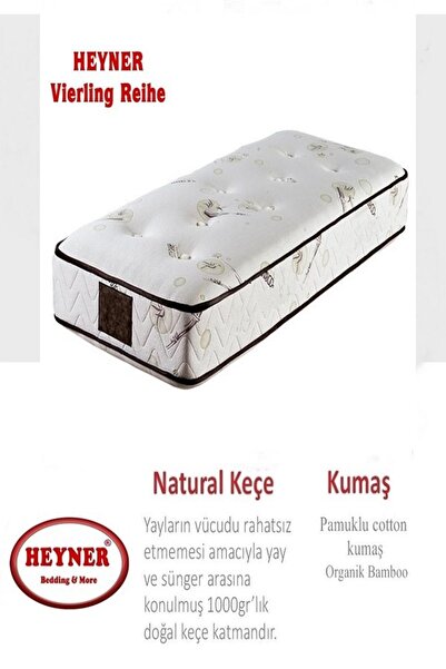 Heyner Vierling Reihe 70x120 Cm Ortopedik Yaylı Yatak Lüx Coffe Bamboo Yatak