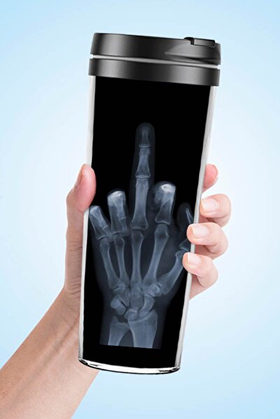 hediyemen Orta Parmak Baskılı Esprili Hediyelik Termos