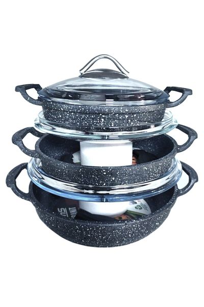 FMS 6 Piece Gray Cast Granite Omelette Pan Set D5001