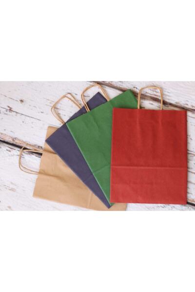 demontecraft 4 Renk Kağıt Çanta Kraft Çanta Set Pelur /hediye Poşeti /kraft Çanta