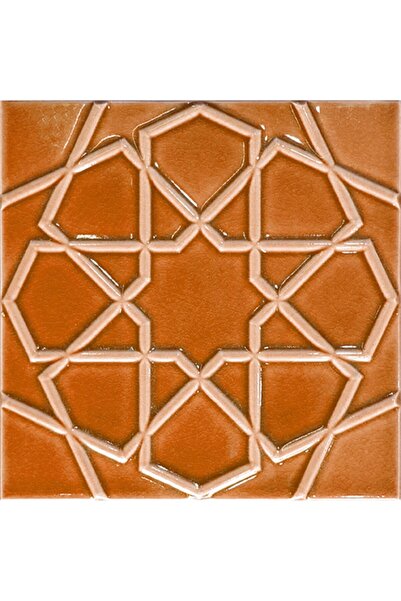 Armada Çini 20x20 Cm Rölyefli Karamel Selçuk Yıldızı Deseni Çini Karo