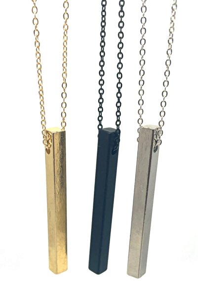 Tahtakaledeyim طقم قلادة عصا رمادي مورات مكون من 3 قطع ذهبي وفضي وأسود (3 قطع)