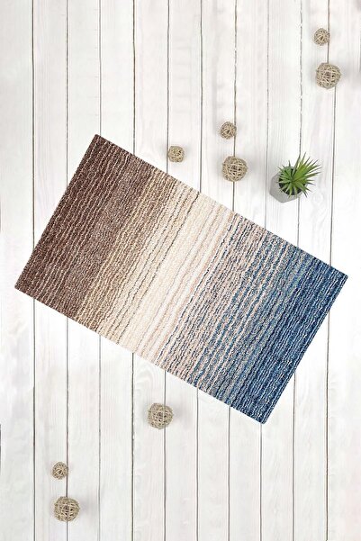 Evsebu Διακοσμητικό χαλάκι πόρτας πολλαπλών χρήσεων με μοτίβο γραμμής καφέ μπλε