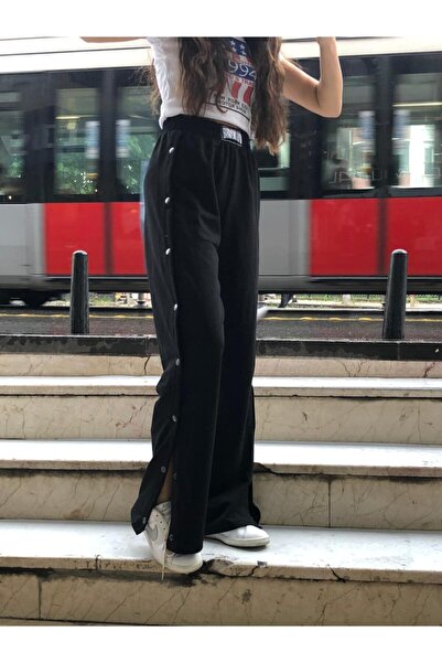 CNG MODA Γυναικεία μαύρα φούτερ με κουμπωτά κούμπωμα στο πλάι