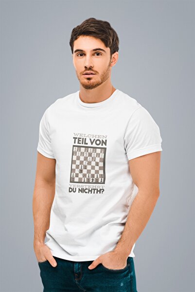 ErTaPassage Мъжка тениска с бял шахматен принт - T502454