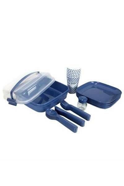 Titiz Lovely 32 Piece Picnic Set - Nesting Fork Spoon Knife Blue