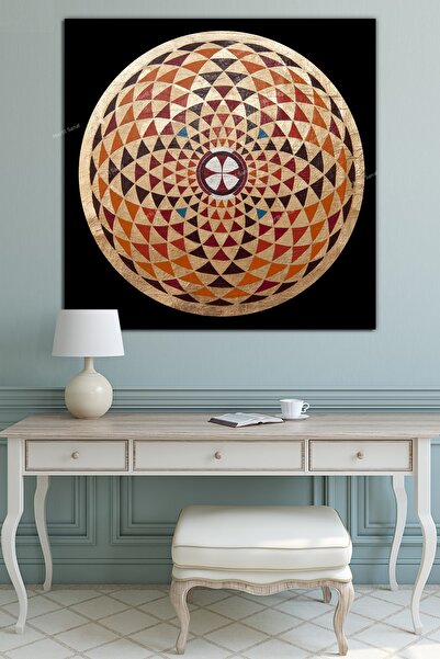 Morfil Sanat Atölyesi Flower of Life Sacred Geometry Sri Yantra Canvas Print