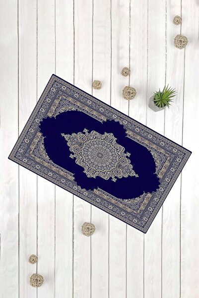 Evsebu Elegant Carpet Pattern Navy Blue Multi-Purpose Decorative Door Mat