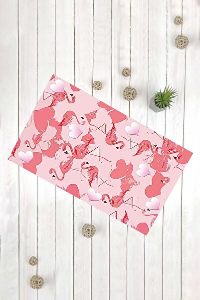 Evsebu Διακοσμητικό χαλάκι πόρτας πολλαπλών χρήσεων Pink Heart And Flamingos