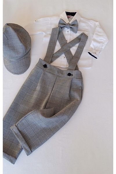 moms and babies Baby Boy Shirt Gray Plaid Suit