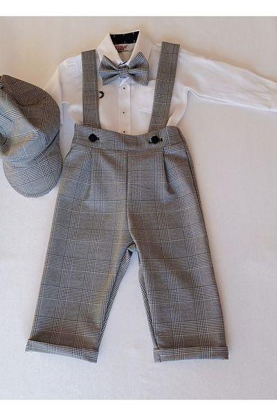 moms and babies Baby Boy Shirt Gray Plaid Suit