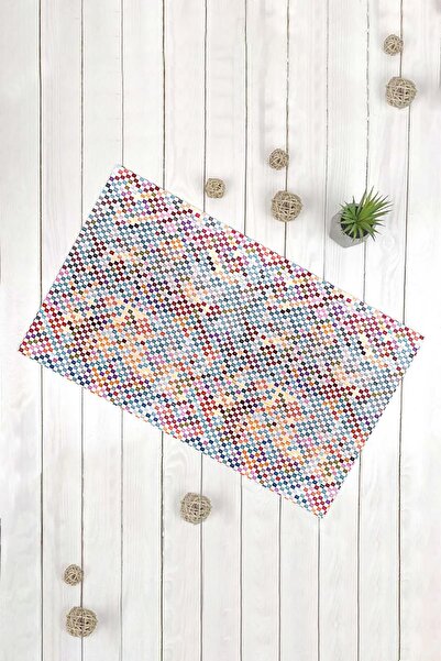 Evsebu Colorful Mini Square Yellow Blue Multi-Purpose Decorative Door Mat