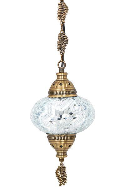 Demmex Handmade Authentic Mosaic Colored Glass Pendant Chandelier, Leaf Chain, 75cm