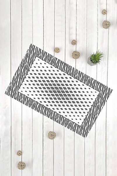 Evsebu Διακοσμητικό χαλάκι πόρτας πολλαπλών χρήσεων με μοτίβο ζέβρας σε μαύρο και άσπρο χρώμα