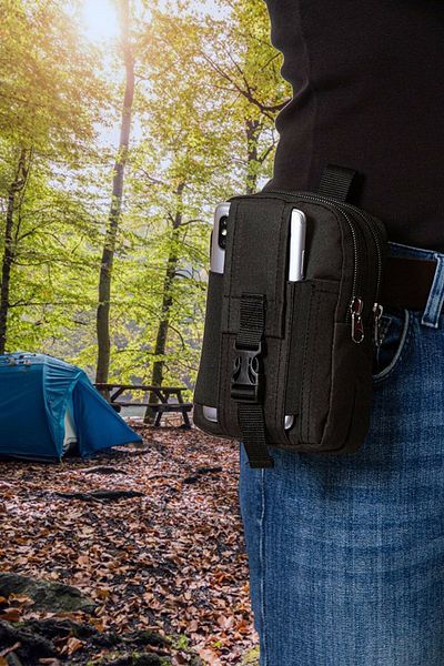 Newish Everest Unisex Black Men's Tactical Belt Bag with Phone Compartment (18X11CM)
