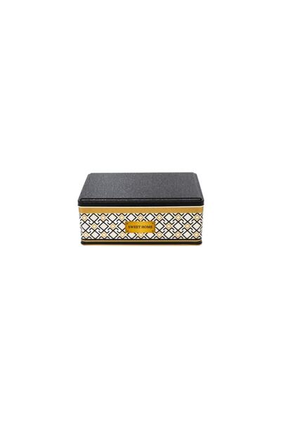EVLE Ef057-x7 Container de depozitare metalic dreptunghiular cu model alb turcesc negru 17x26 cm