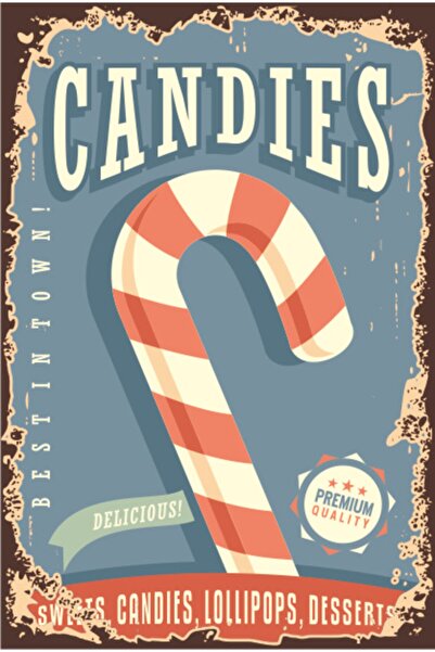 Hayat Poster Σετ με 4 ρετρό ξύλινες αφίσες κουζίνας καραμέλας