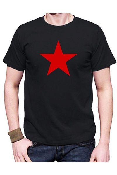 Kuzgunshop Μπλουζάκι Unisex Μαύρο Red Star