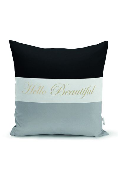 Realhomes Hello Beautiful Ασπρόμαυρη Ψηφιακή Εκτύπωση Μοντέρνα Μαξιλαροθήκη Ριχτάρι