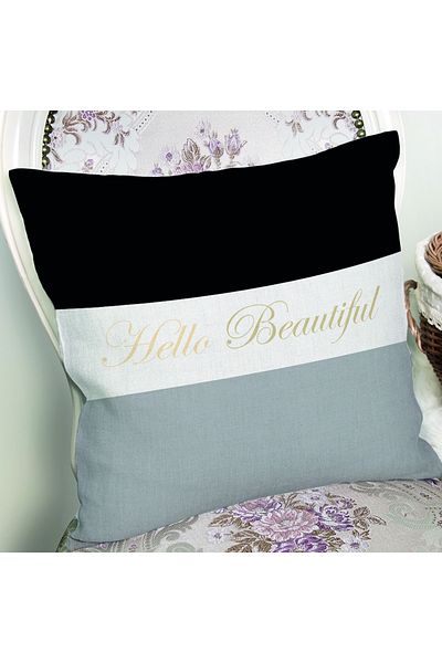 Realhomes Hello Beautiful Ασπρόμαυρη Ψηφιακή Εκτύπωση Μοντέρνα Μαξιλαροθήκη Ριχτάρι