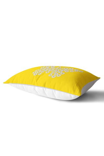 Realhomes Κίτρινο φόντο Daisy to Butterfly Design Ψηφιακό τυπωμένο διακοσμητικό ορθογώνιο κάλυμμα μαξιλαριού