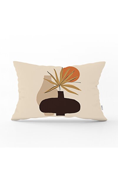 Realhomes Sanatsal Vazo Çizimli Özel Tasarım Dijital Baskılı Dekoratif Dikdör...