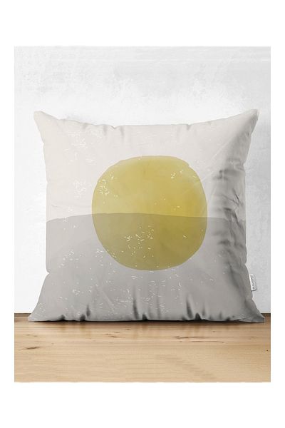 Realhomes Husă de pernă decorativă din piele întoarsă imprimata digitala cu desene artistice Soare si Luna